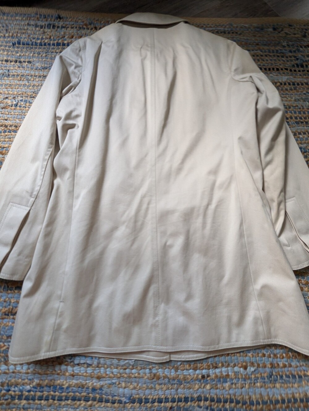Coach Trench Coat L Cream Signature Lining Classic Quiet Luxury *Flaws* Scarf - Picture 14 of 16